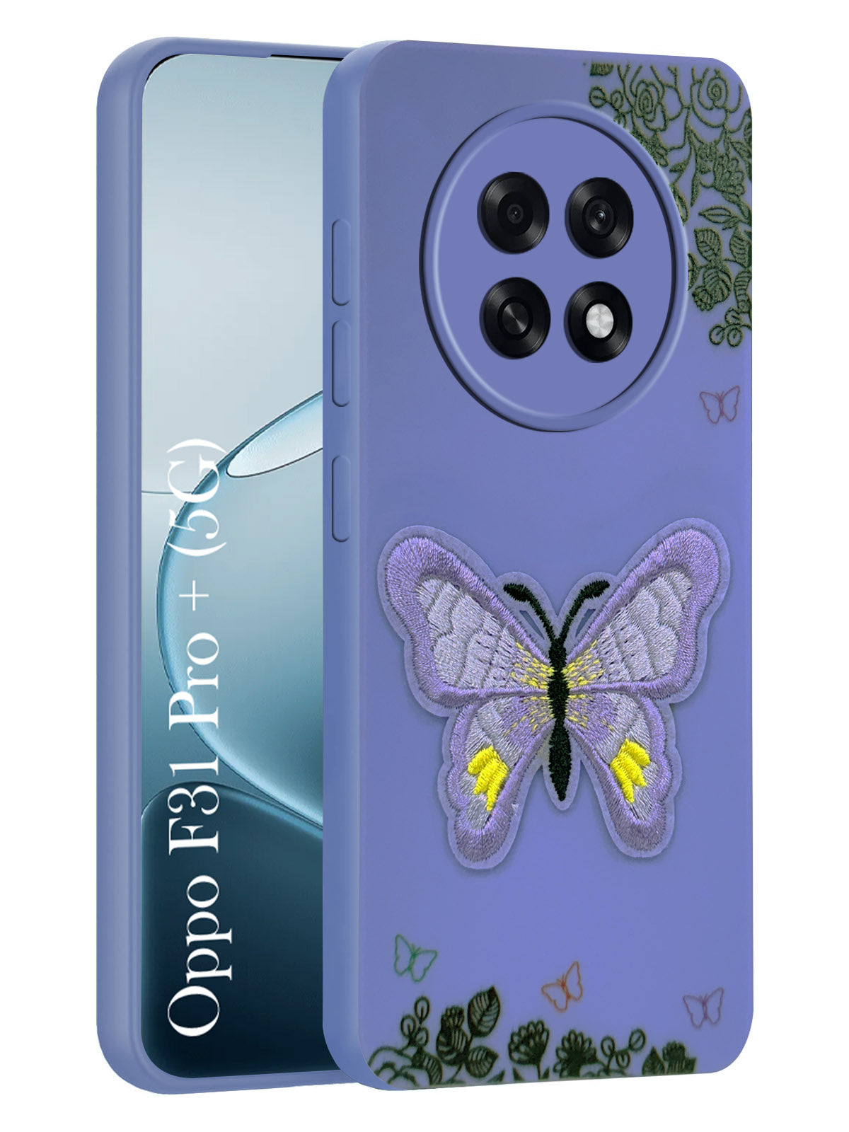 For Oppo F31 Pro Plus Back Cover Case (Soft Butterfly Embroidery | Women Teen Girls | Camera Protection| Matte Silicone)