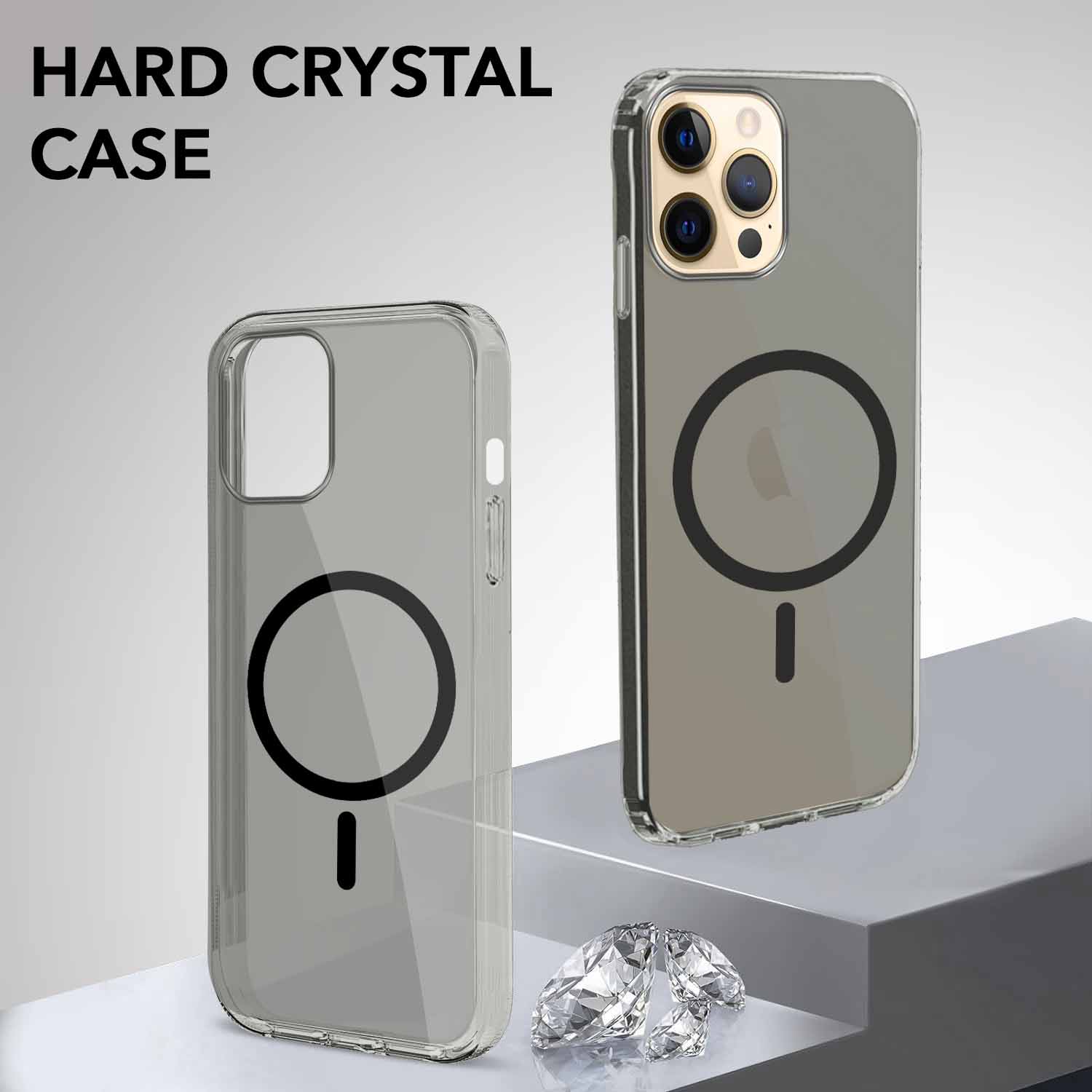 For Apple iPhone 12 Pro Max Back Cover Case Lifetime Anti-Yellow MagSafe Compatible Clear (Sleek Hard Crystal | Shockproof and Camera Protection)