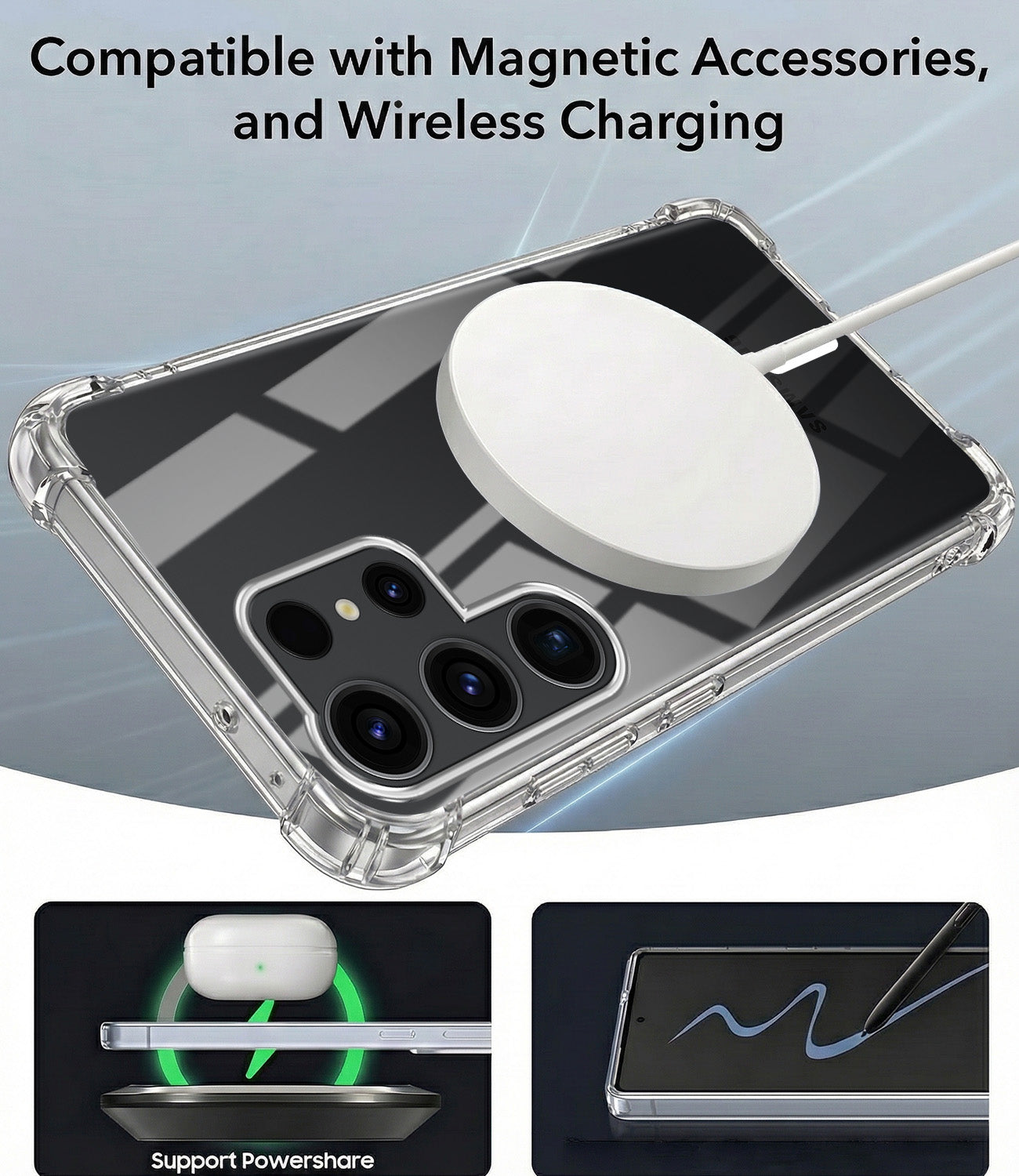 For Samsung Galaxy S23 Ultra Shockproof Crystal-Clear Back Cover (Magsafe Wireless Support | Drop & Camera Protection | Hard Polycarbonate)