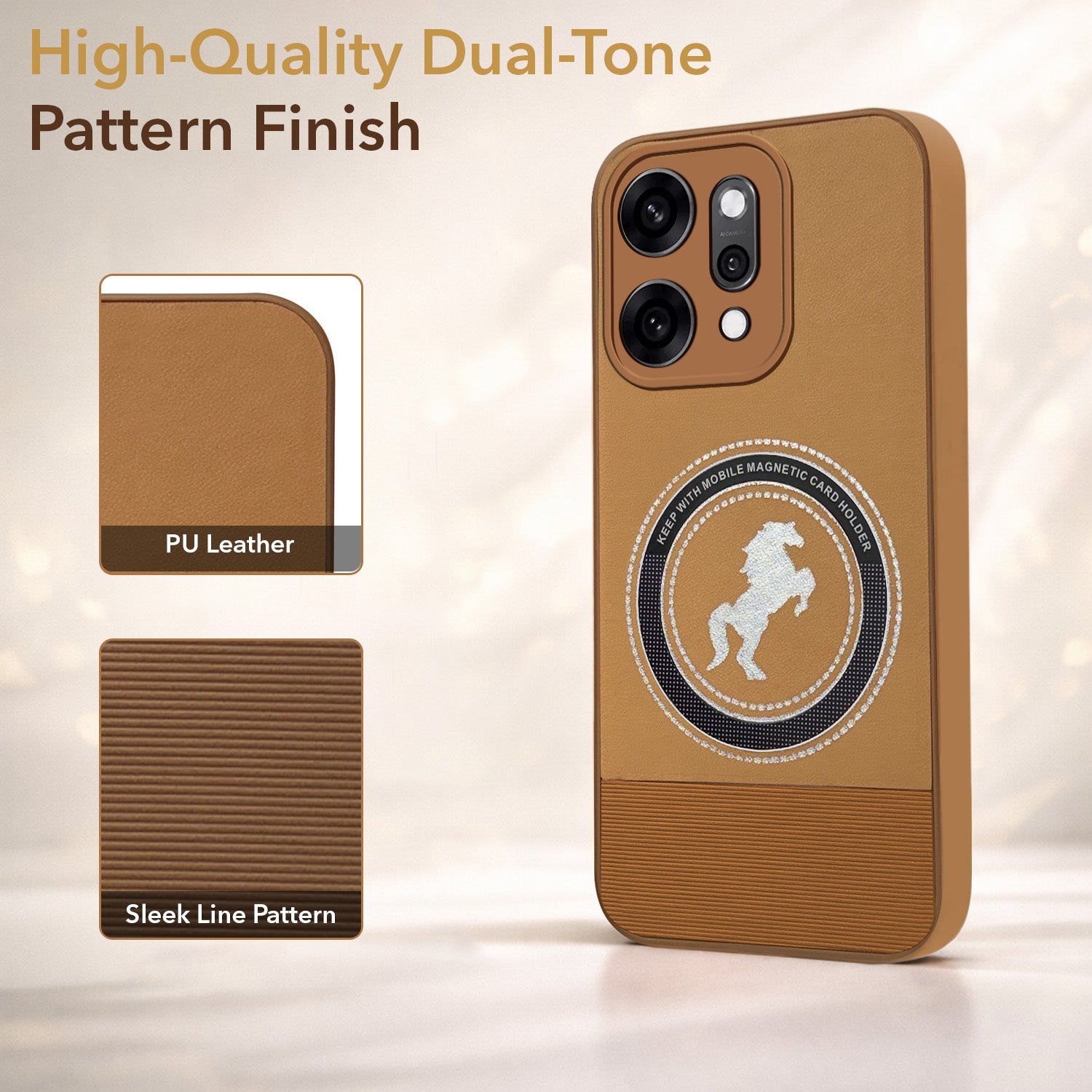 For Oppo Reno14 Pro 5G | Oppo Reno 14 Pro 5G Back Cover Case PU Leather Finish (Professional Minimalist Texture | MagSafe Compatile | Camera Protection | Sleek Sober Formal)
