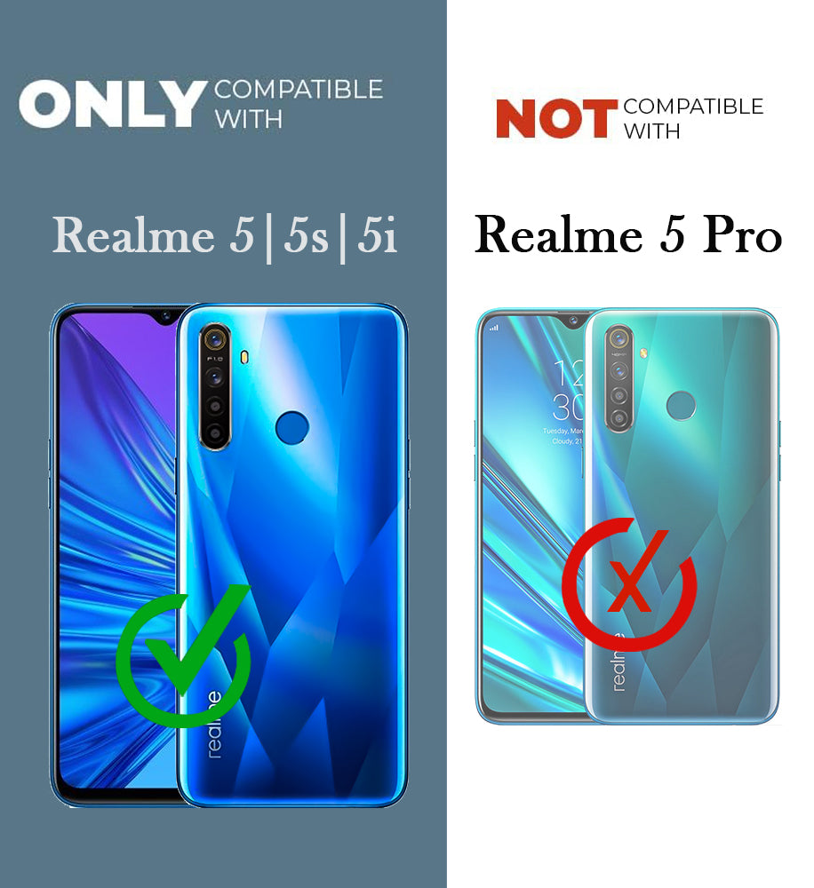 For Realme 5 | 5s | 5i Back Cover Case (Dual Design Glitter Sparkle and Detachable Diamond Print Case | Soft and Flexible)