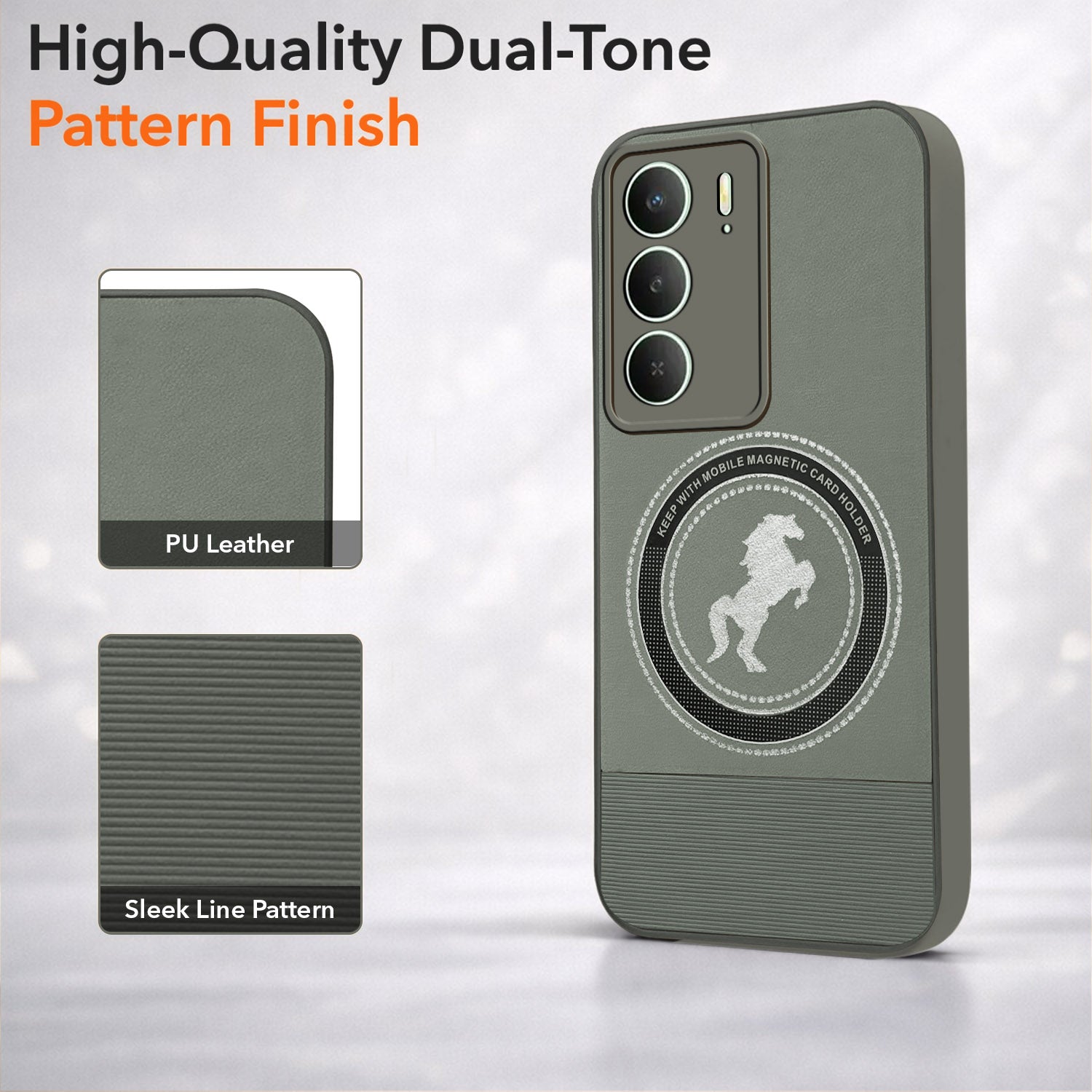 For Realme C73 Back Cover Case PU Leather Finish (Professional Minimalist Texture | MagSafe Compatile | Camera Protection | Sleek Sober Formal)