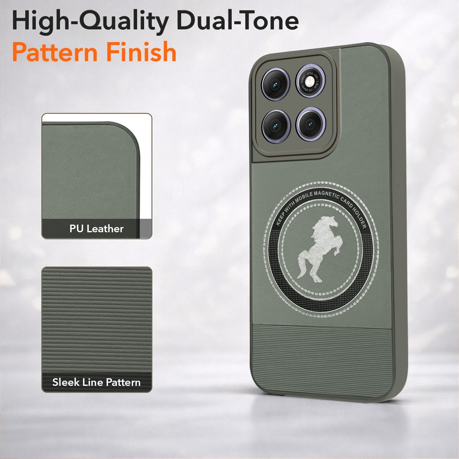 For Motorola Moto G86 Power Back Cover Case PU Leather Finish (Professional Minimalist Texture | MagSafe Compatile | Camera Protection | Sleek Sober Formal)