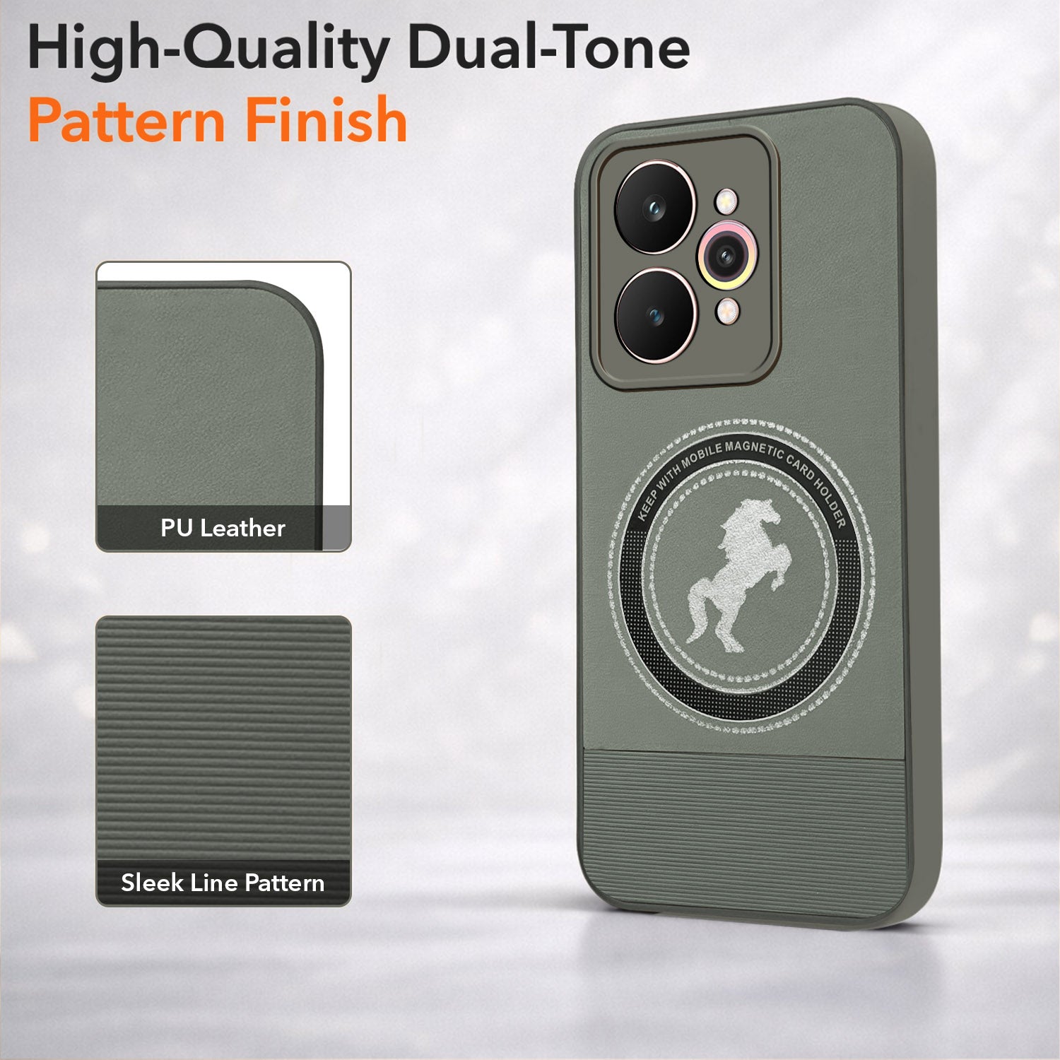 For Realme 15 Pro Back Cover Case PU Leather Finish (Professional Minimalist Texture | MagSafe Compatile | Camera Protection | Sleek Sober Formal)