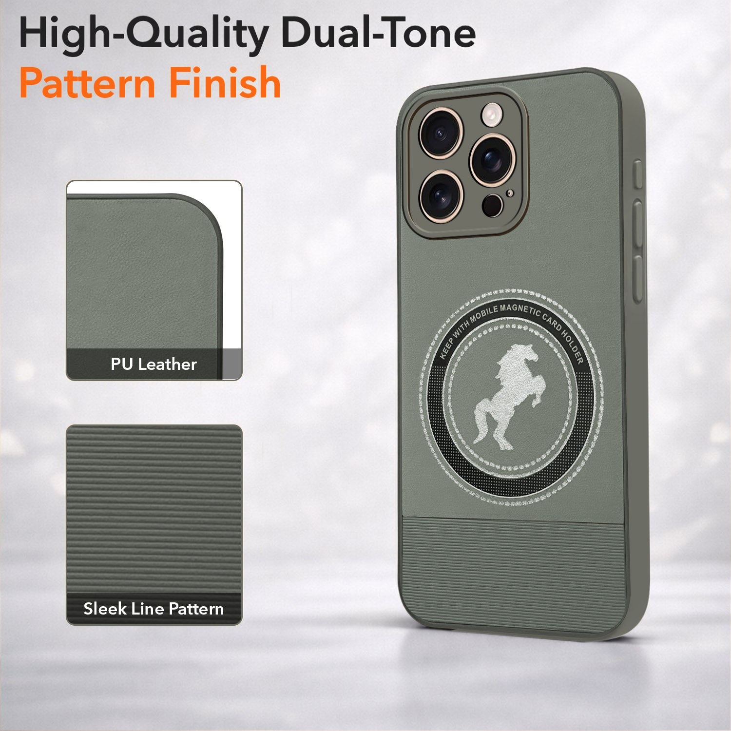 For Apple iPhone 16 Pro Max Back Cover Case PU Leather Finish (Professional Minimalist Texture | MagSafe Compatile | Camera Protection | Sleek Sober Formal)