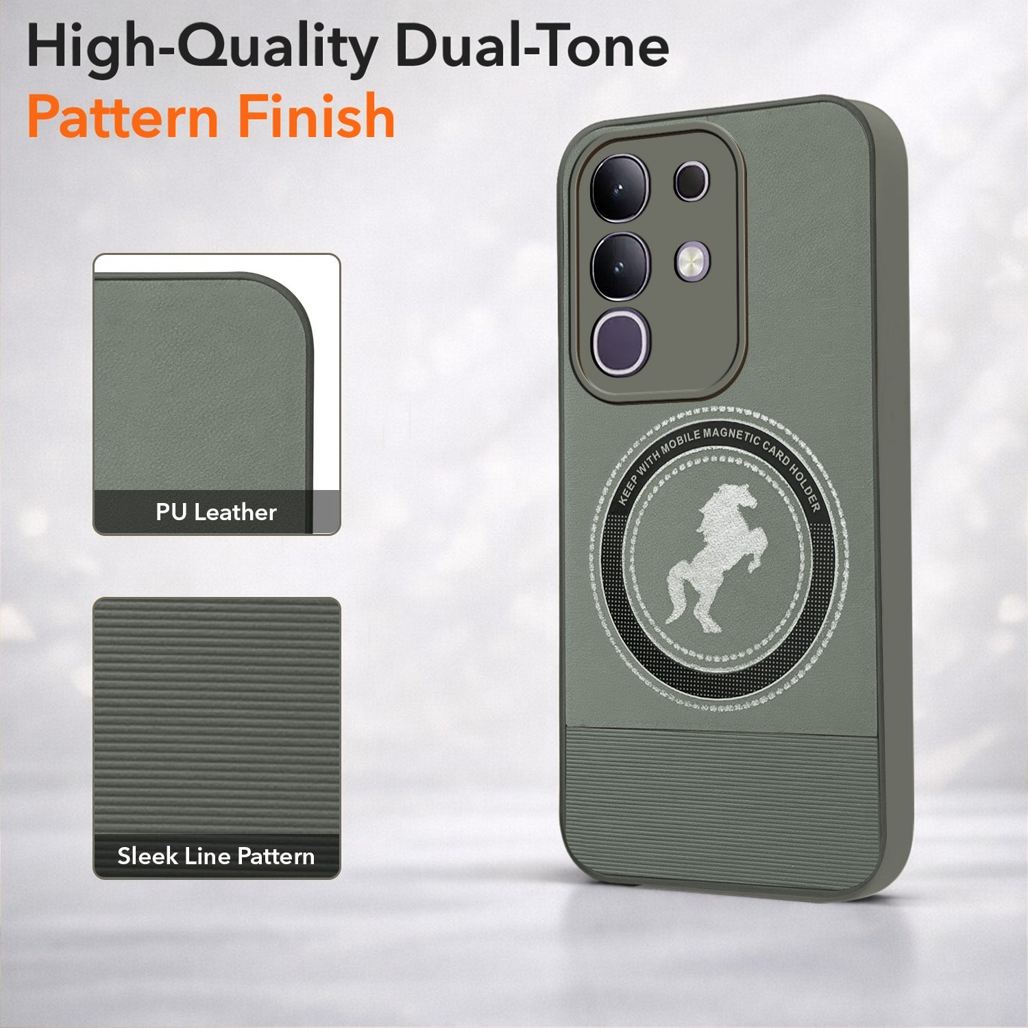 For Vivo T4x | Vivo Y31 Pro Back Cover Case PU Leather Finish (Professional Minimalist Texture | MagSafe Compatile | Camera Protection | Sleek Sober Formal)