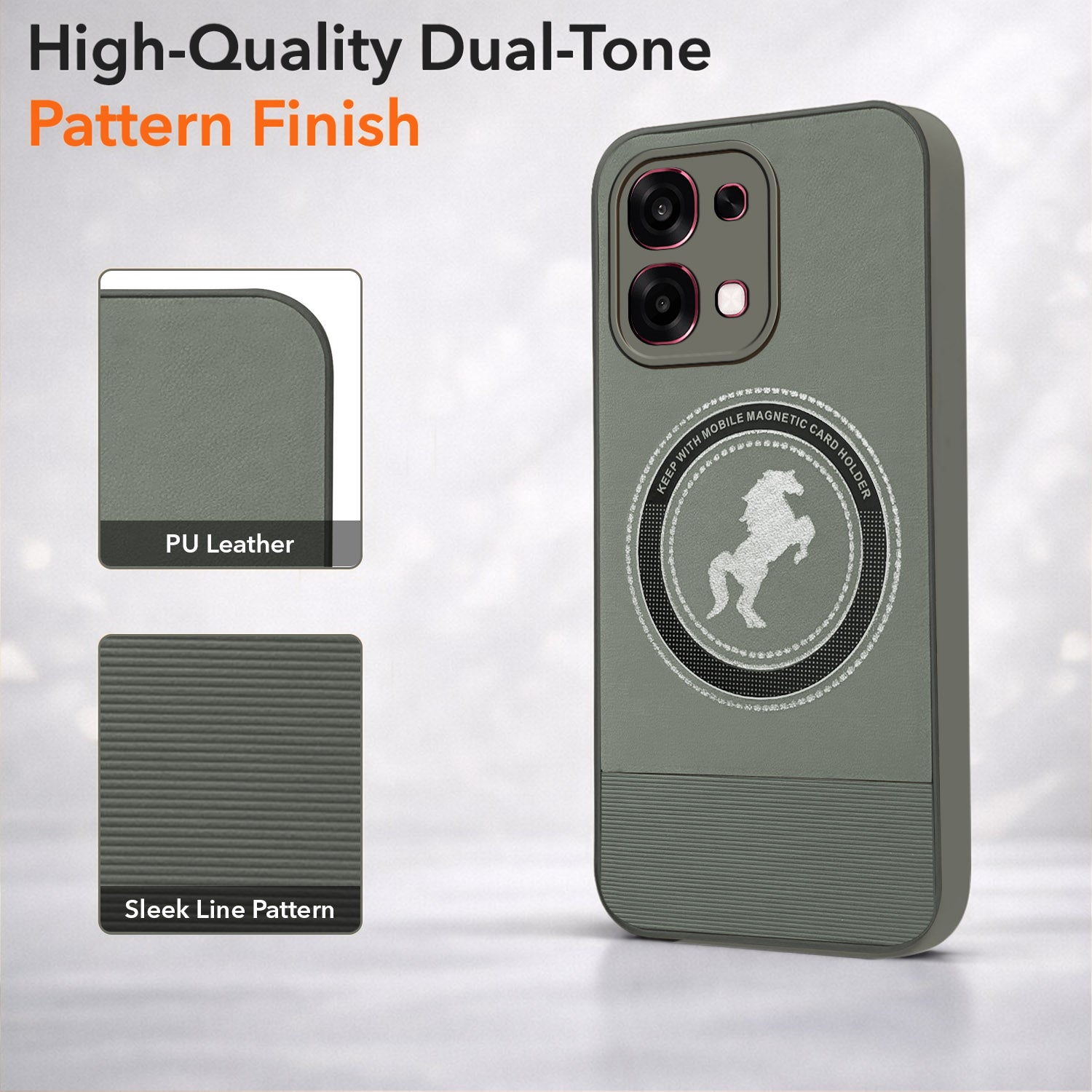 For Oppo F31 5G Back Cover Case PU Leather Finish  (Professional Minimalist Texture | MagSafe Compatile | Camera Protection | Sleek Sober Formal)