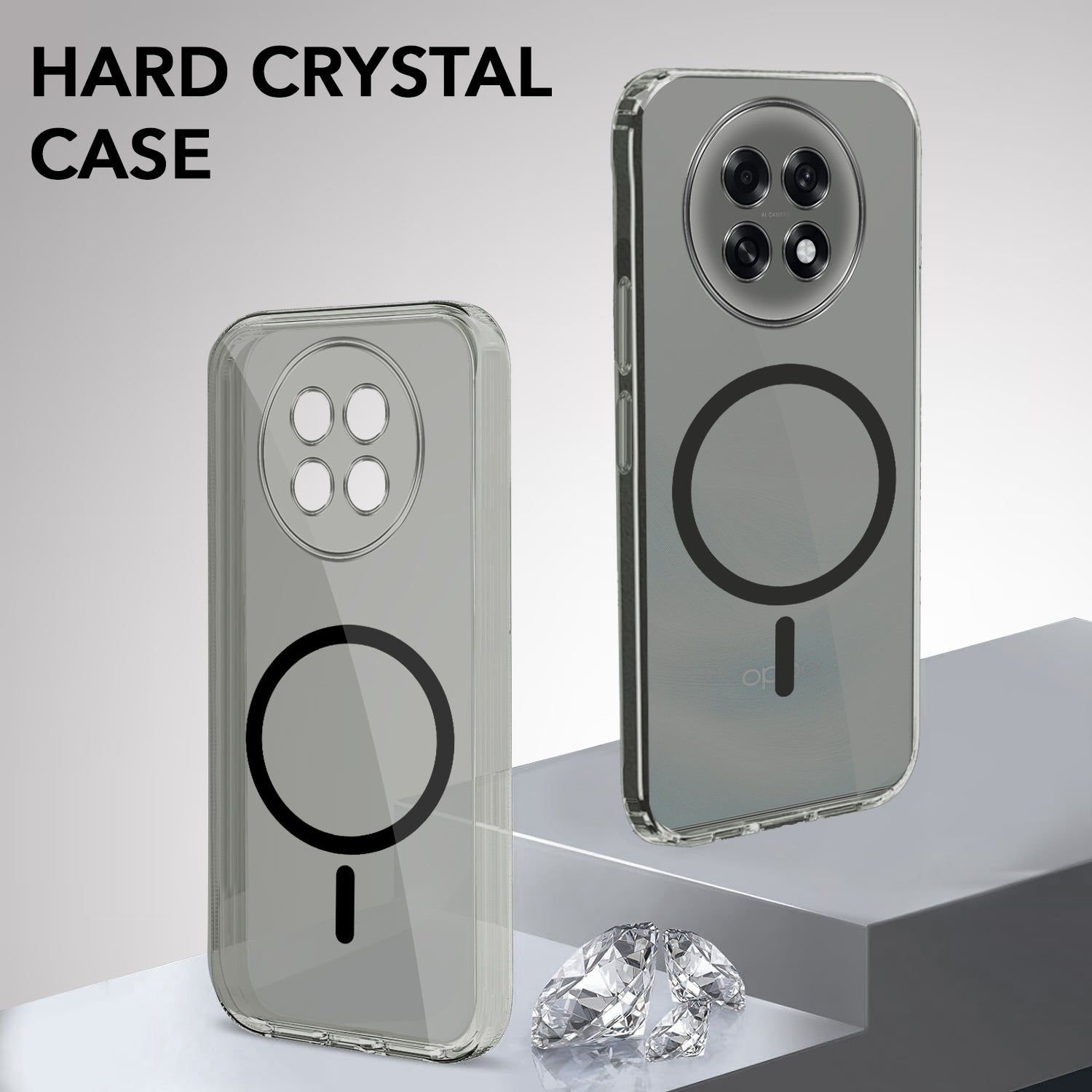 For Oppo F31 Pro Plus Back Cover Case Lifetime Anti-Yellow MagSafe Compatible Clear (Sleek Hard Crystal | Shockproof and Camera Protection)