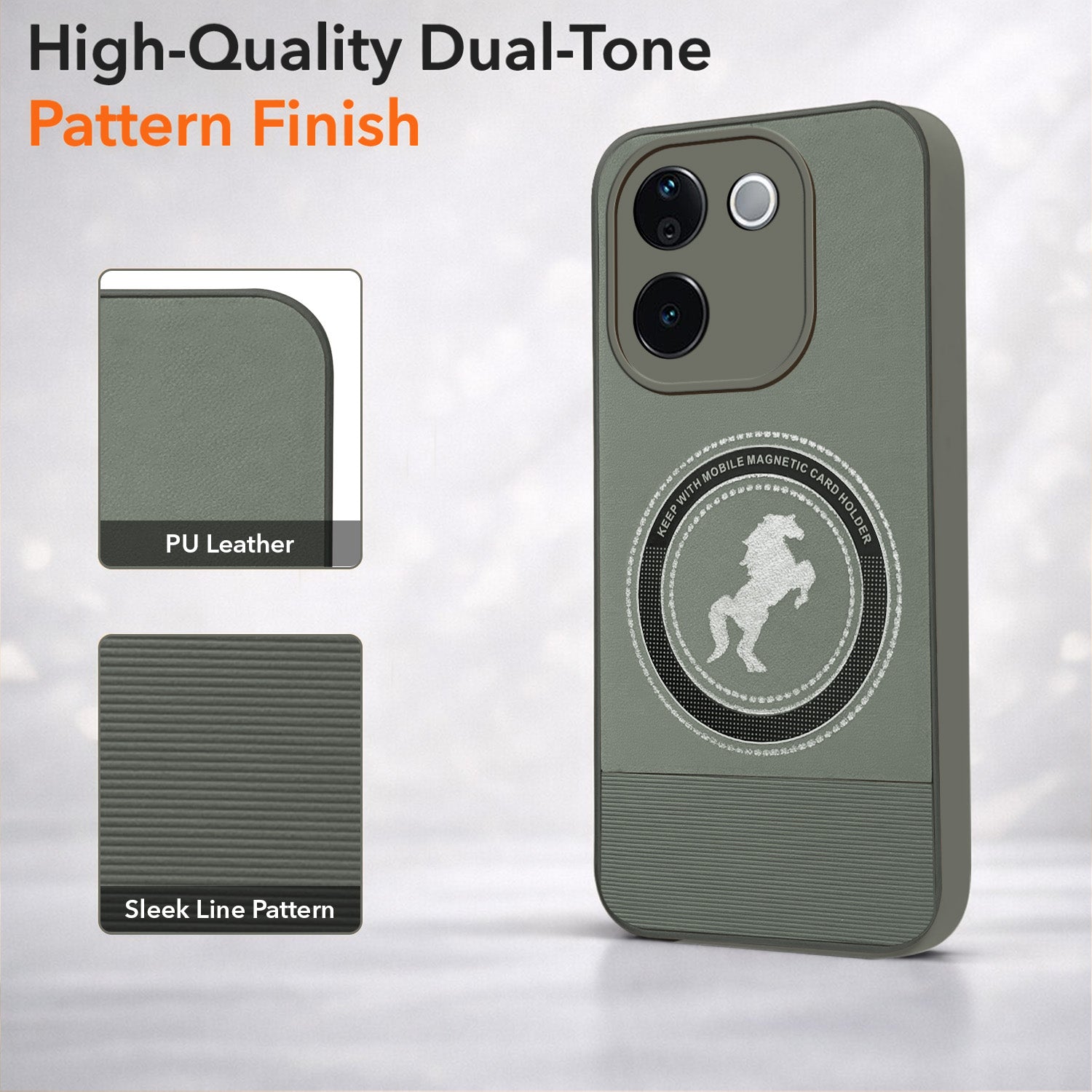 For Vivo T3 Pro Back Cover Case PU Leather Finish (Professional Minimalist Texture | MagSafe Compatile | Camera Protection | Sleek Sober Formal)