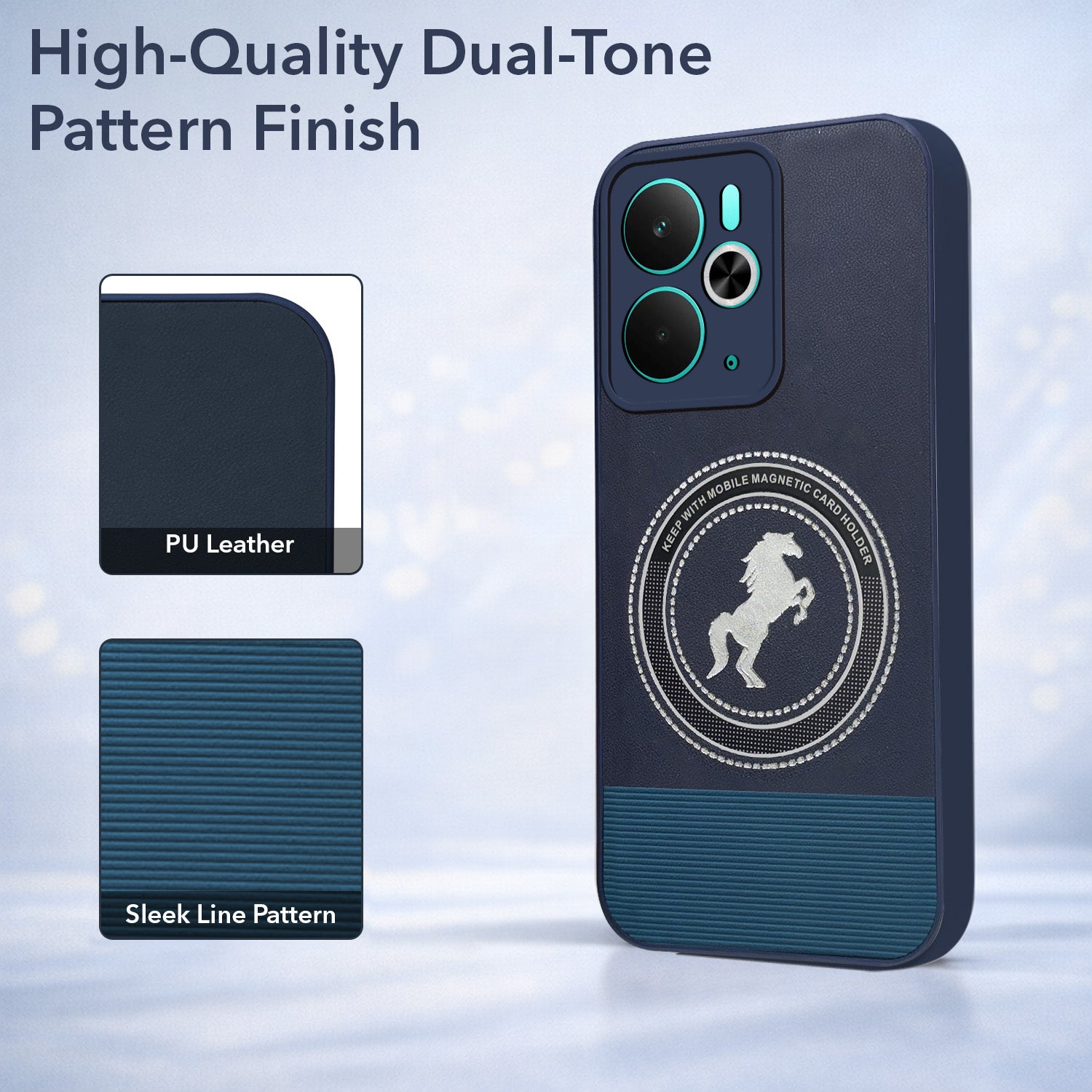 For Realme 14T Back Cover Case PU Leather Finish (Professional Minimalist Texture | MagSafe Compatile | Camera Protection | Sleek Sober Formal)