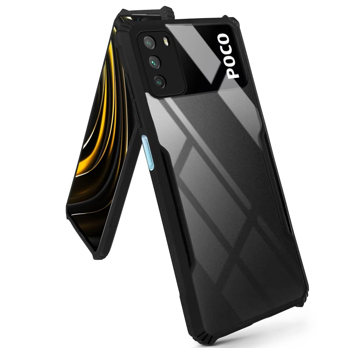 For Poco M3 Back Cover Case (Shockproof with Polycarbonate Clear Panel)