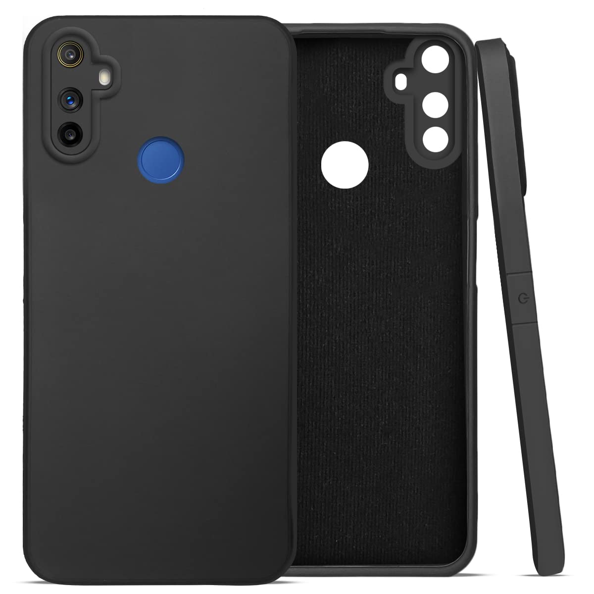 For Realme Narzo 20A Back Cover Case (Inside Fiber Cloth | Smooth Matte Finish | Elegant Professional Look |Black)
