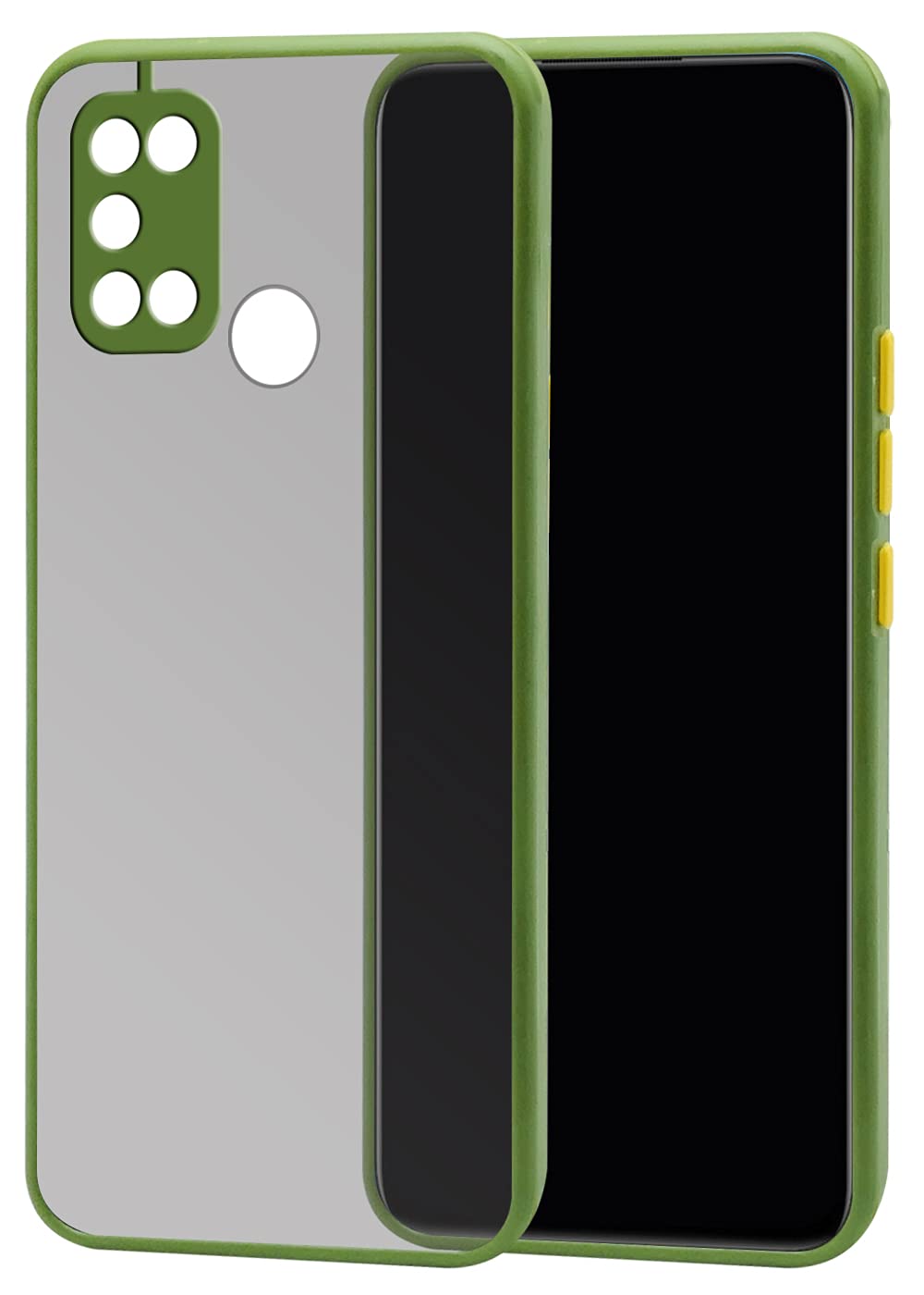 For Realme 7i Back Cover Case ( Shockproof with Polycarbonate Clear Panel | Professional Black)