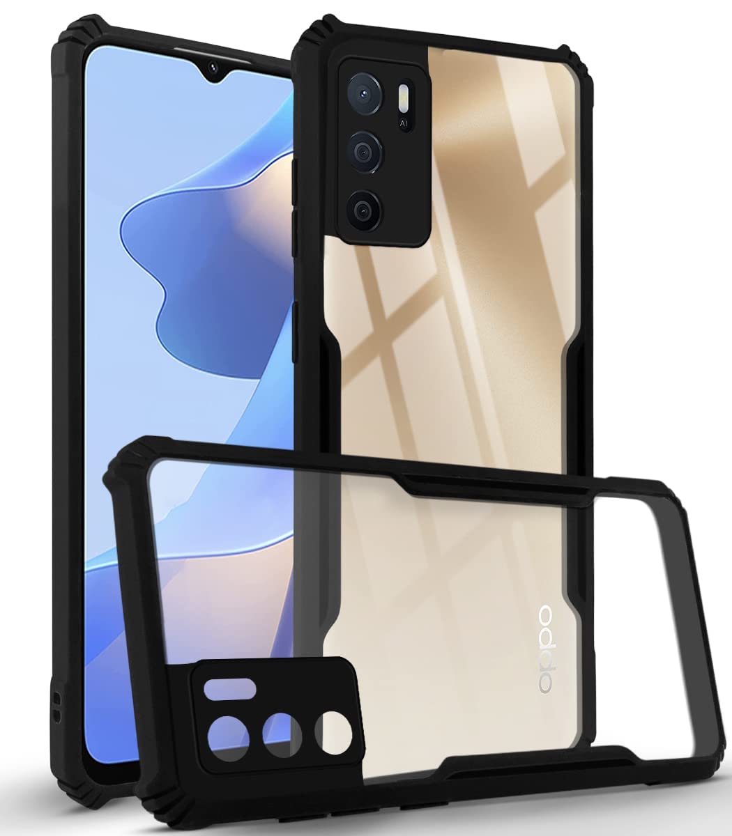For Oppo A16 Back Cover Case(Crystal Glass Back | Camera Protection | Shockproof Bumpers)