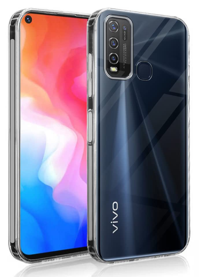 For Vivo Y30 Back Cover Case (Silicone Crystal Clear | Pure Camera Protection | Soft and Flexible for Charger and Headphone sockets | Shockproof Bumpers | Transparent)
