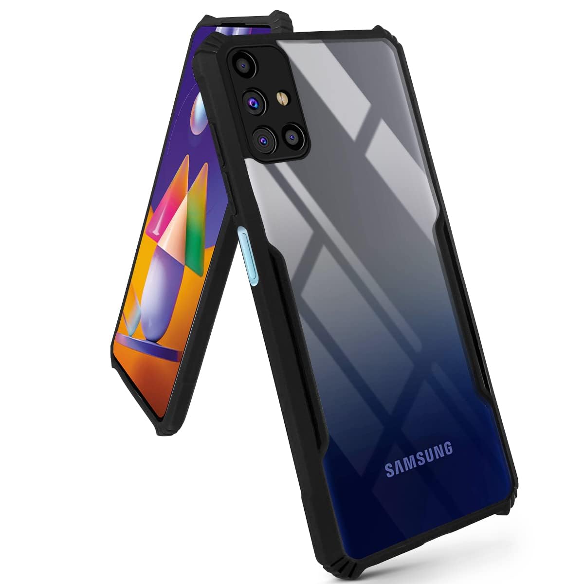 For Samsung Galaxy M31s Back Cover Case Hybrid (Shockproof with Polycarbonate Clear Panel | Professional Black)