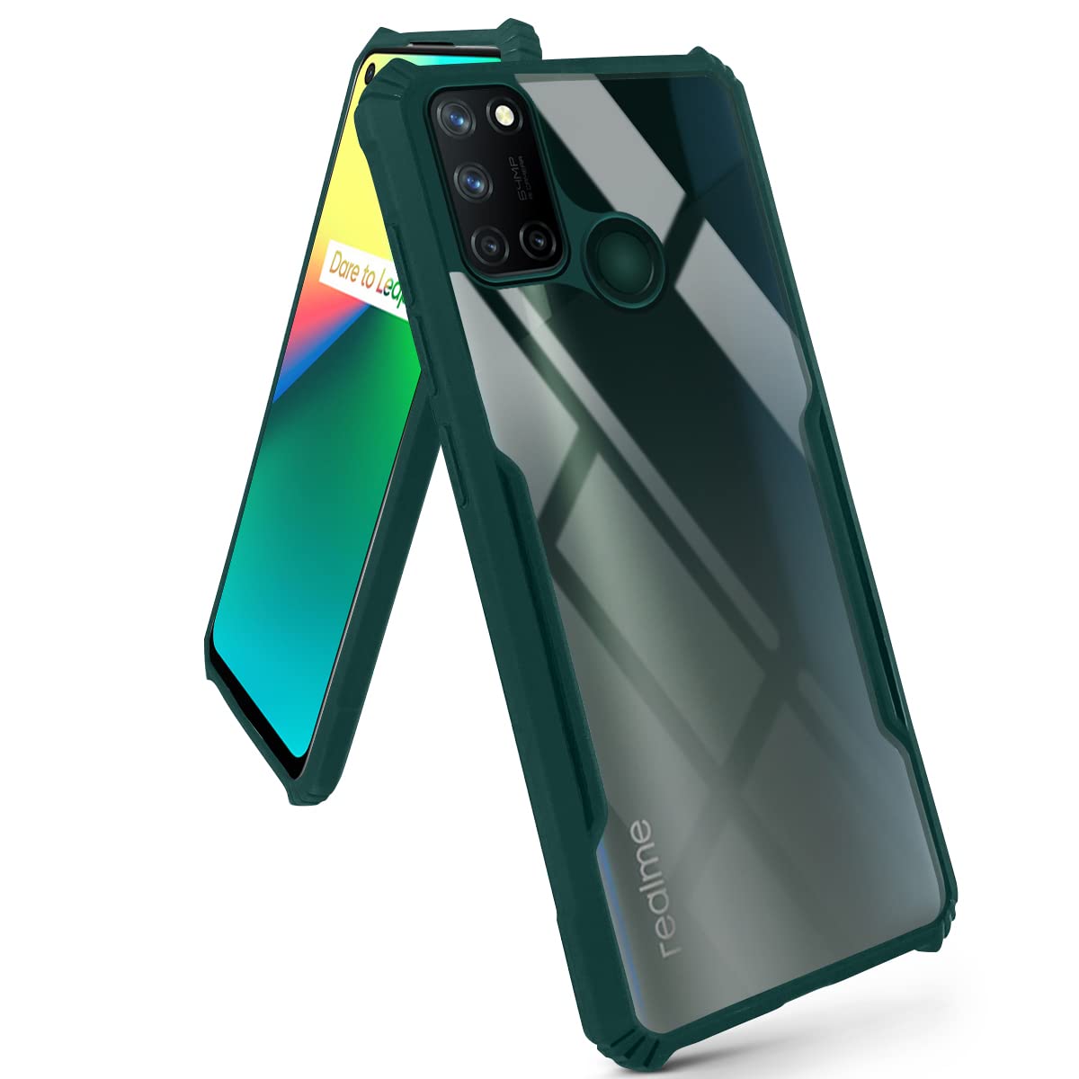 For Realme 7i Back Cover Case ( Shockproof with Polycarbonate Clear Panel | Professional Black)