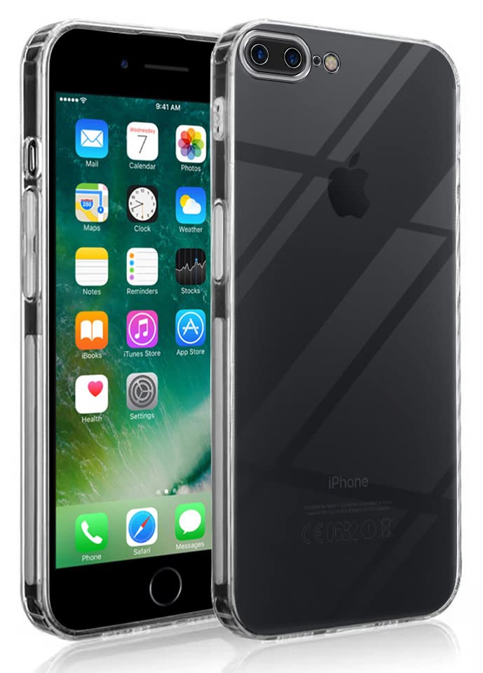 For Apple iPhone 7 Plus | iPhone 8 Plus Back Cover Case (Silicone Crystal Clear | Pure Camera Protection | Soft and Flexible for Charger and Headphone sockets | Shockproof Bumpers)