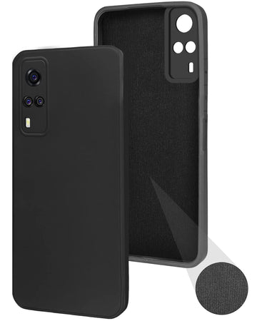 For Vivo Y31 (2021)Back Cover Case (Matte Finish Silicone with Inside Fiber Cloth |Black)