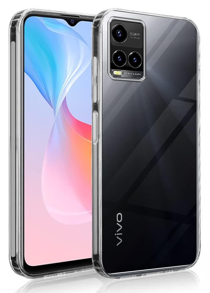 For Vivo Y33s Back Case Cover (Silicone Crystal Clear| Shockproof Bumpers)