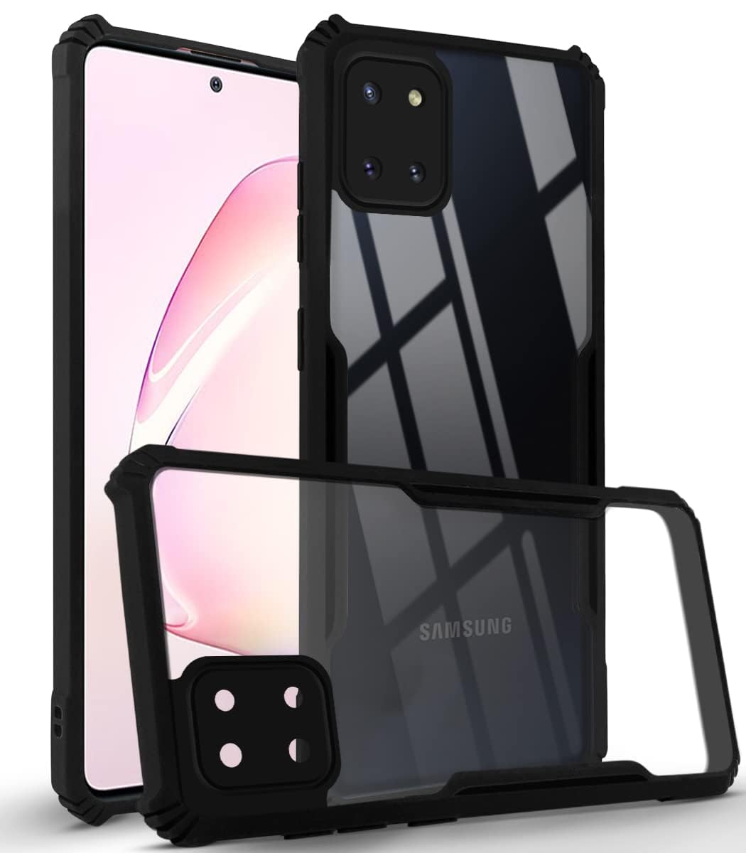 For Samsung Galaxy Note 10 Lite Back Cover Case ( Shockproof with Polycarbonate Clear Panel | Professional Black)