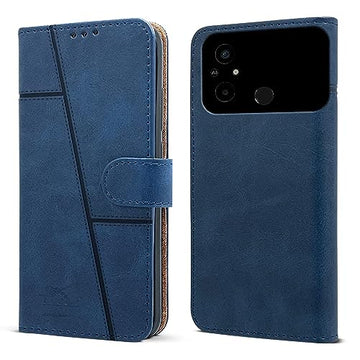 For Poco C55 Flip Cover Case(Stitched Leather with Magnetic Closure)