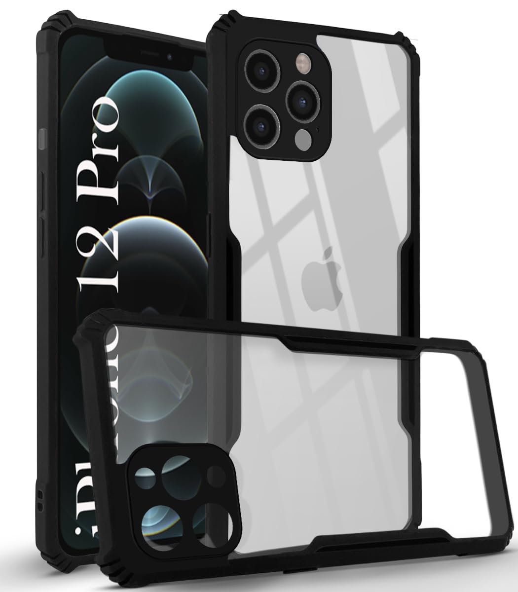 For Apple iPhone 12 Pro Back Cover Case (Shockproof with Polycarbonate Clear Panel)