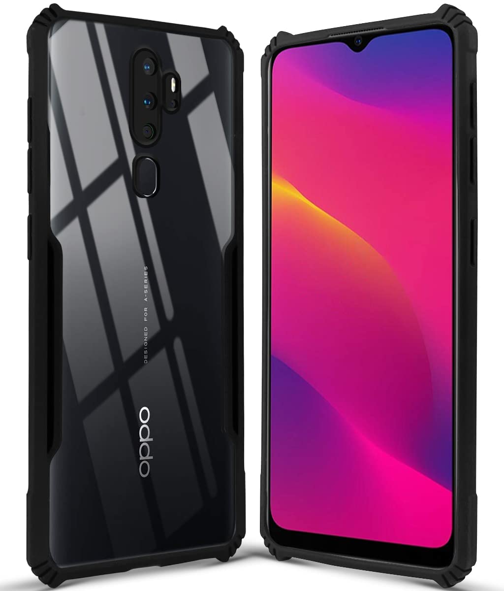 For Oppo A5 (2020) | A9 (2020) Back Cover Case (Crystal Glass Back | Shockproof Bumpers)