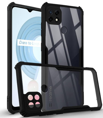 For Realme C21 Back Cover Case (Shockproof with Polycarbonate Clear Panel)