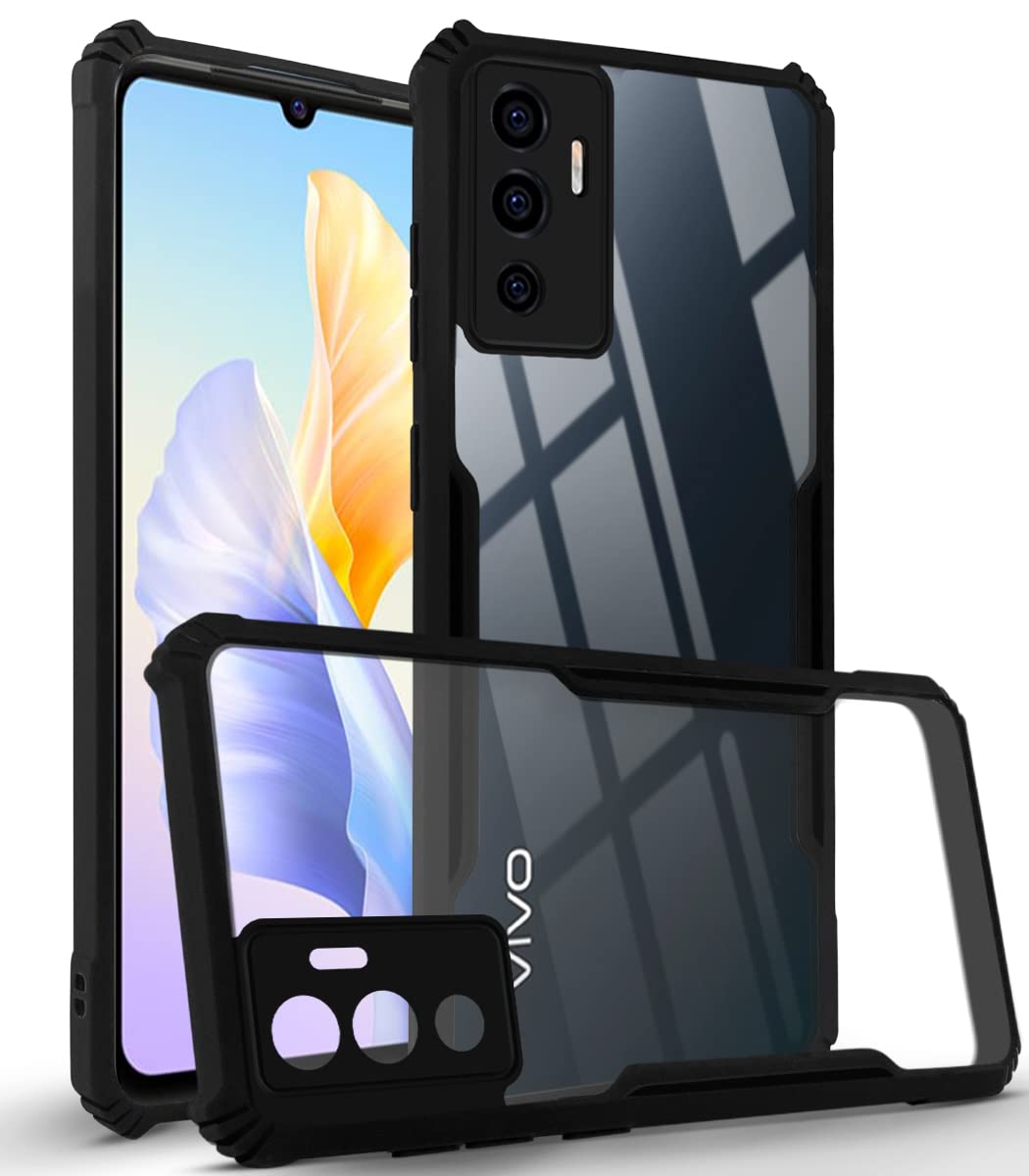 For Vivo Y75 4G Back Cover Case (Crystal Glass Back | Camera Protection | Shockproof Bumpers)