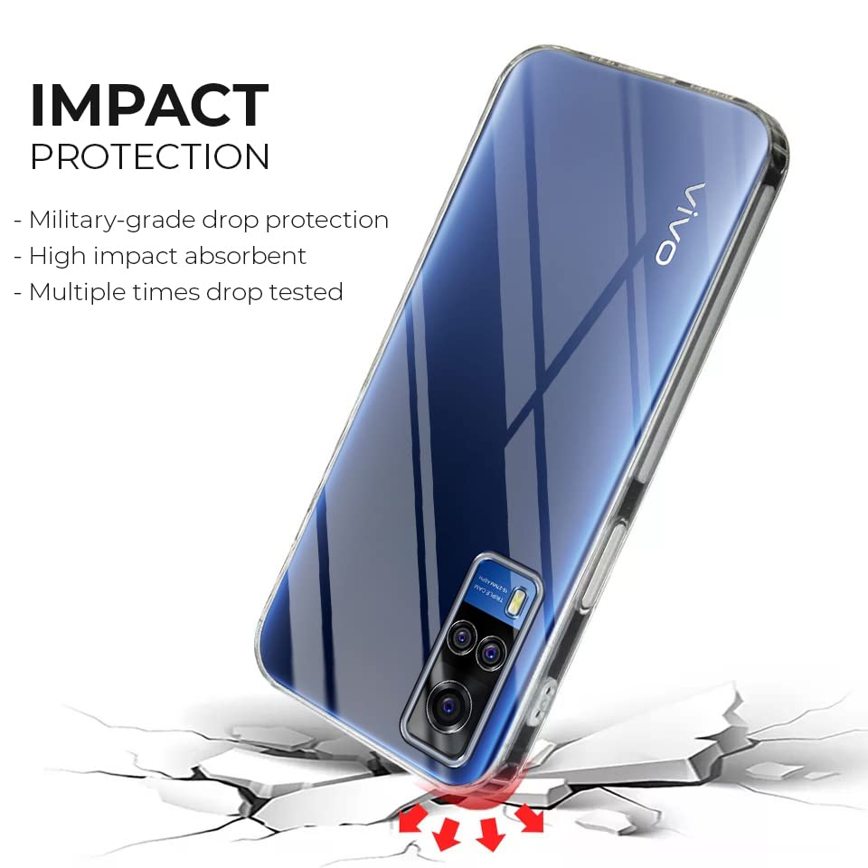 For Vivo Y53s 4G Back Cover Case (Silicone Crystal Clear | Pure Camera Protection | Soft and Flexible for Charger and Headphone sockets | Shockproof Bumpers)