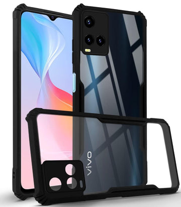For Vivo Y33s Back Cover Case (Shockproof with Polycarbonate Clear Panel | )