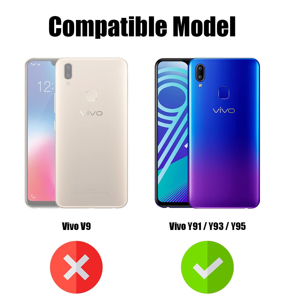 For Vivo Y95 | Vivo Y93 | Vivo Y91 Flip Cover Case (Stitched Leather Finish | Magnetic Closure | Inner TPU | Foldable Stand | Wallet Card Slots)