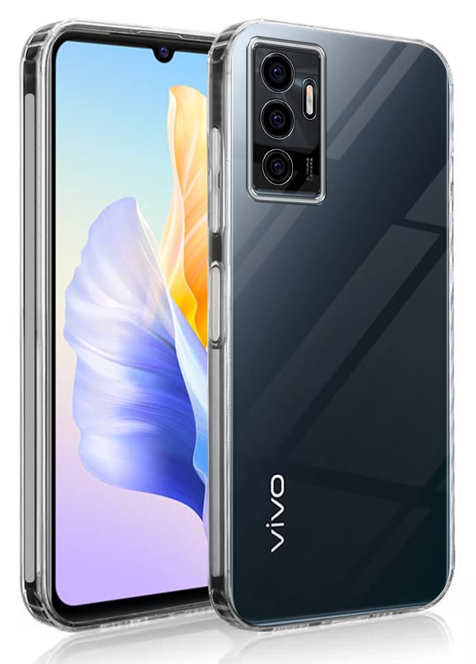 For Vivo V23e 4G | 5G Back Cover Case (Silicone Crystal Clear | Pure Camera Protection | Soft and Flexible for Charger and Headphone sockets | Shockproof Bumpers)