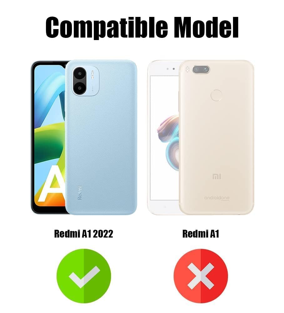 For Xiaomi Redmi A1 2022 Flip Cover Case (Stitched Leather with Magnetic Closure)