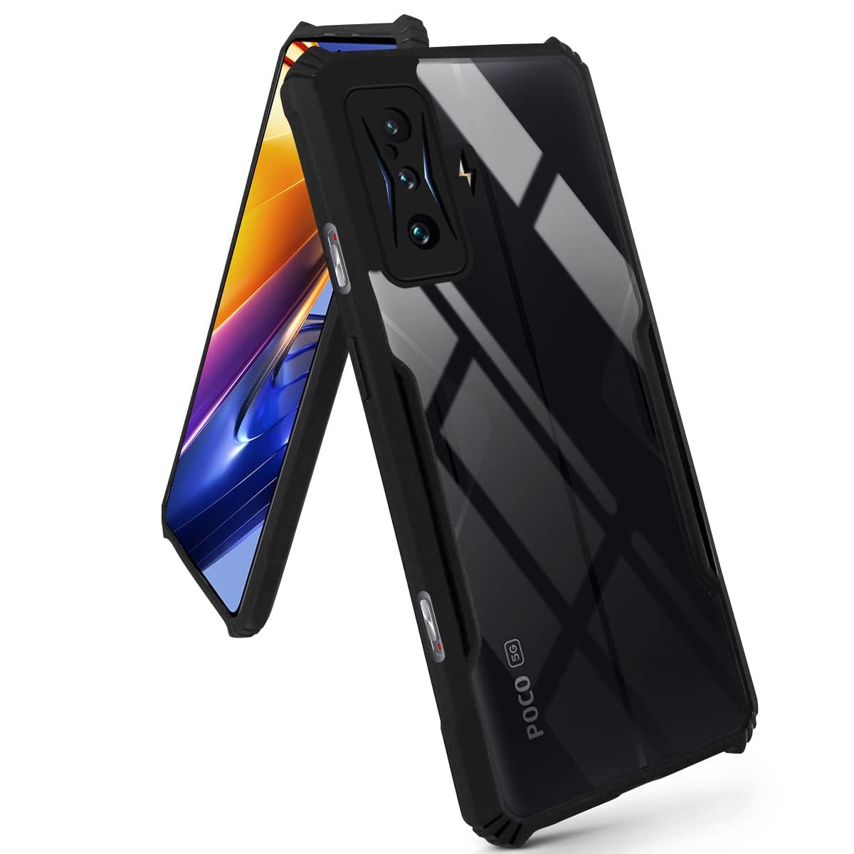 For Poco F4 GT Back Cover Case (Shockproof with Polycarbonate Clear Panel)
