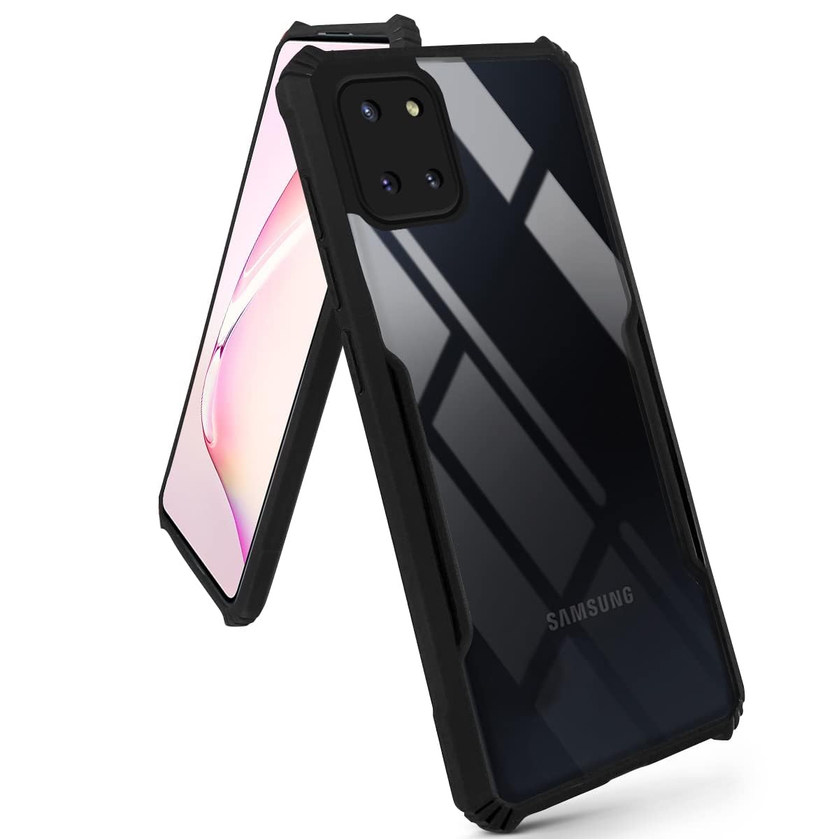For Samsung Galaxy Note 10 Lite Back Cover Case ( Shockproof with Polycarbonate Clear Panel | Professional Black)