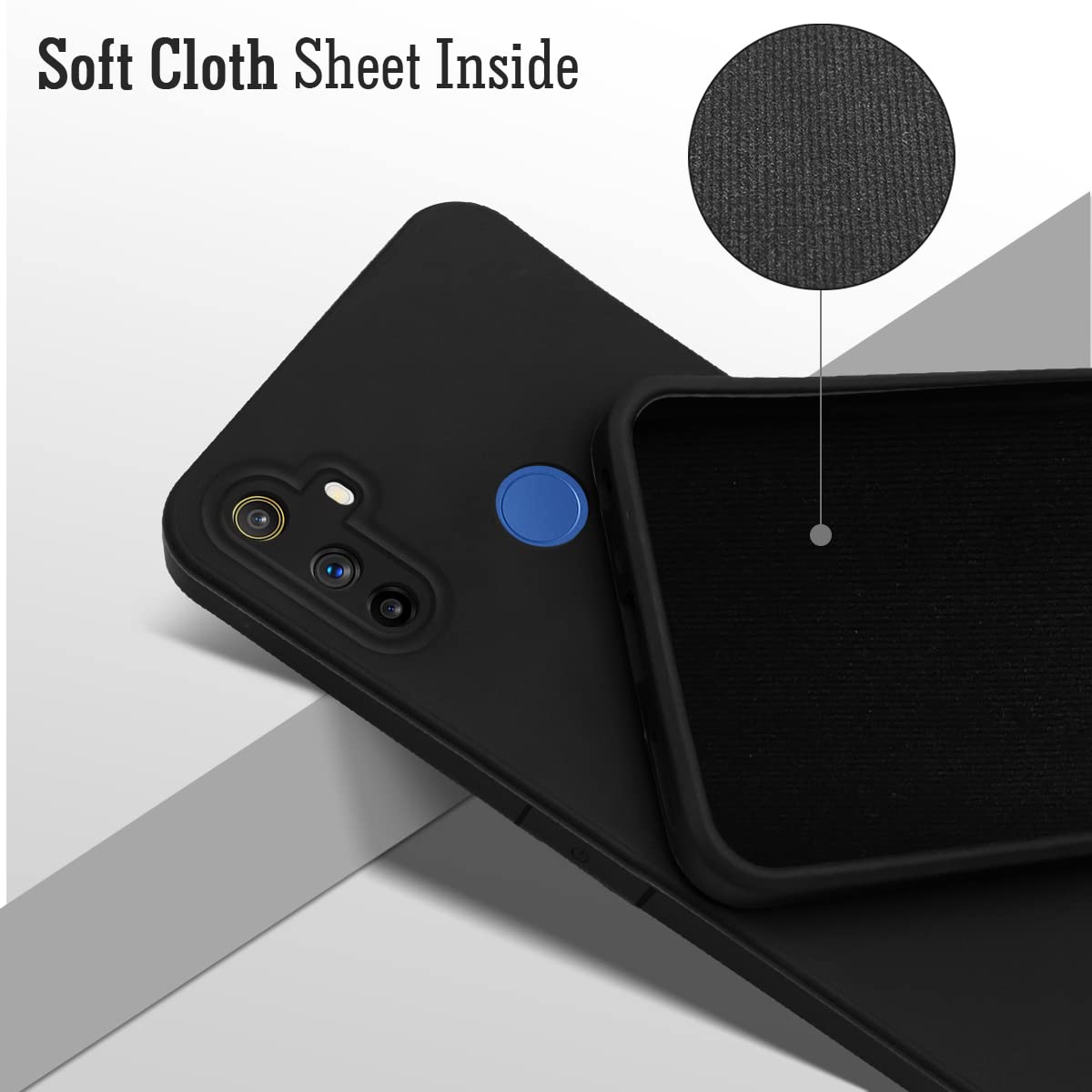 For Realme Narzo 20A Back Cover Case (Inside Fiber Cloth | Smooth Matte Finish | Elegant Professional Look |Black)