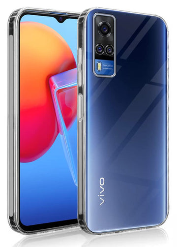 For Vivo Y31 (2021) Back Cover Case (Silicone Crystal Clear | Pure Camera Protection | Soft and Flexible for Charger and Headphone sockets | Shockproof Bumpers | Transparent)