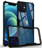 For Apple iPhone 12 Mini Back Cover Case (Crystal Glass Back | Camera Protection | Shockproof Bumpers)
