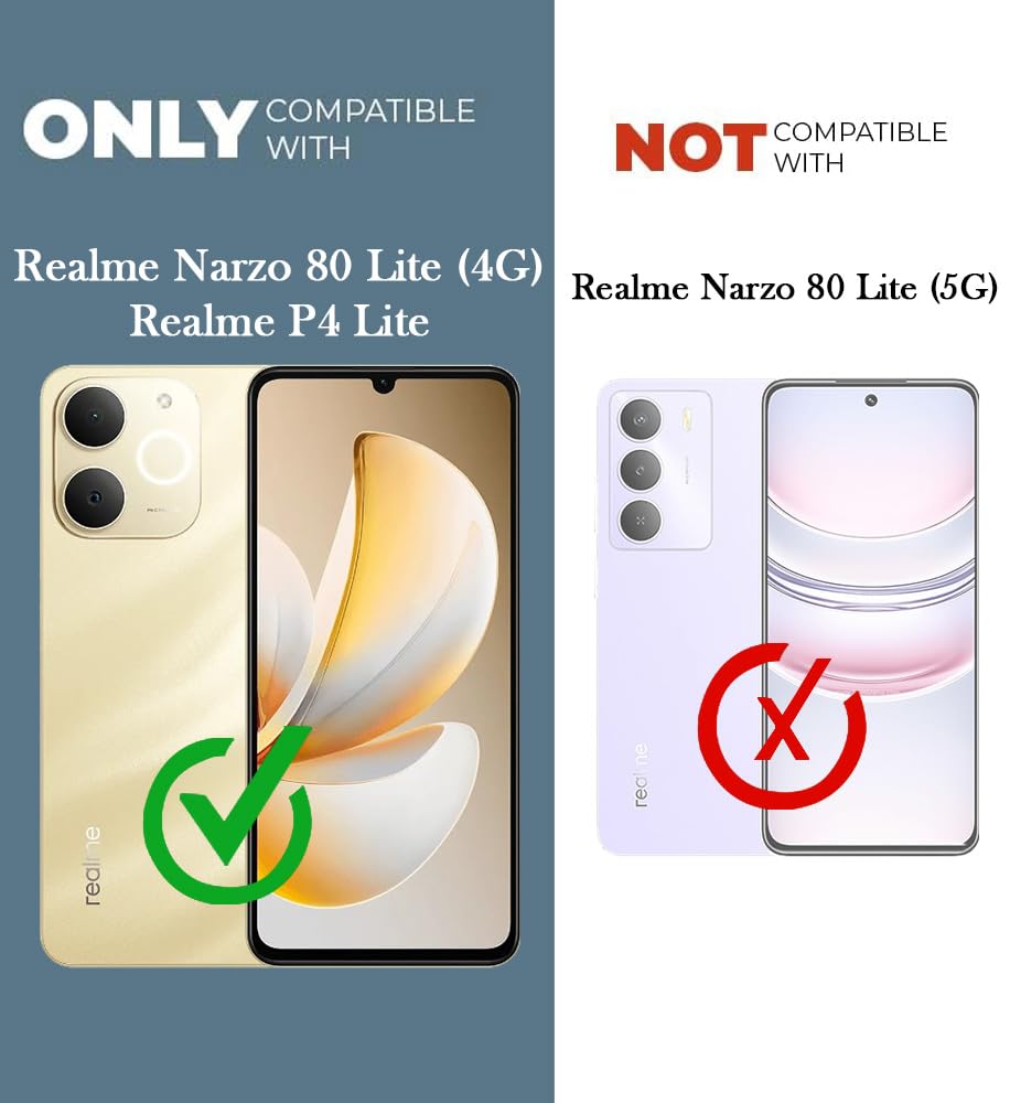 For Realme P4 Lite | Realme Narzo 80 Lite 4G Back Cover Case (Matte Finish Silicone with Inside Fiber cloth)