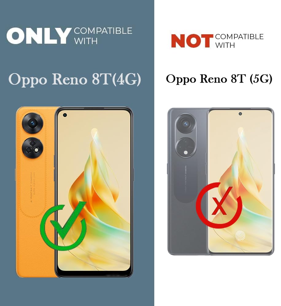 For Oppo Reno 8T Back Cover Case (Hard Anti Yellow Clear Case | Sleek Hard Crystal Clear | Drop & Camera Protection | Shockproof Polycarbonate)