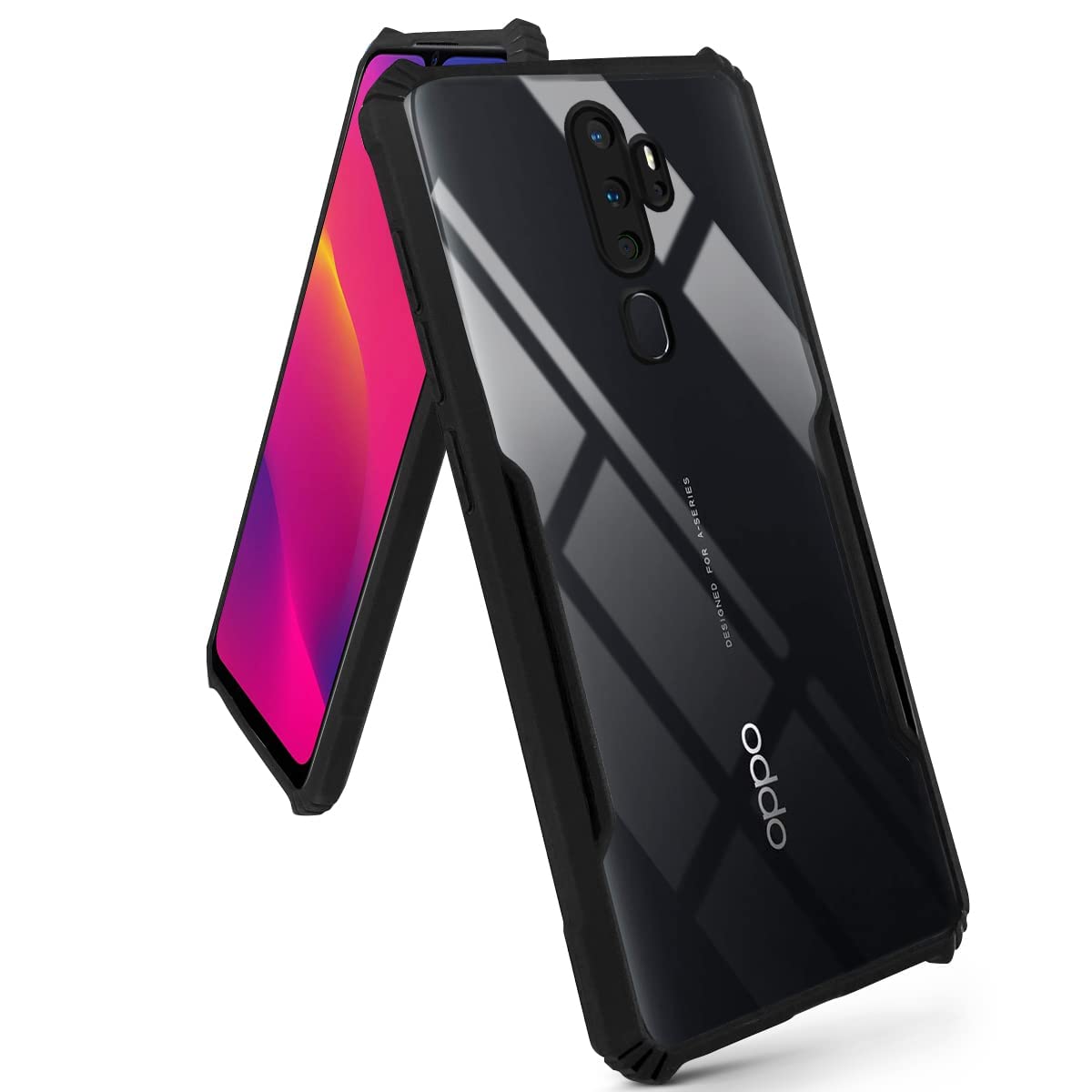 For Oppo A5 (2020) | A9 (2020) Back Cover Case (Crystal Glass Back | Shockproof Bumpers)