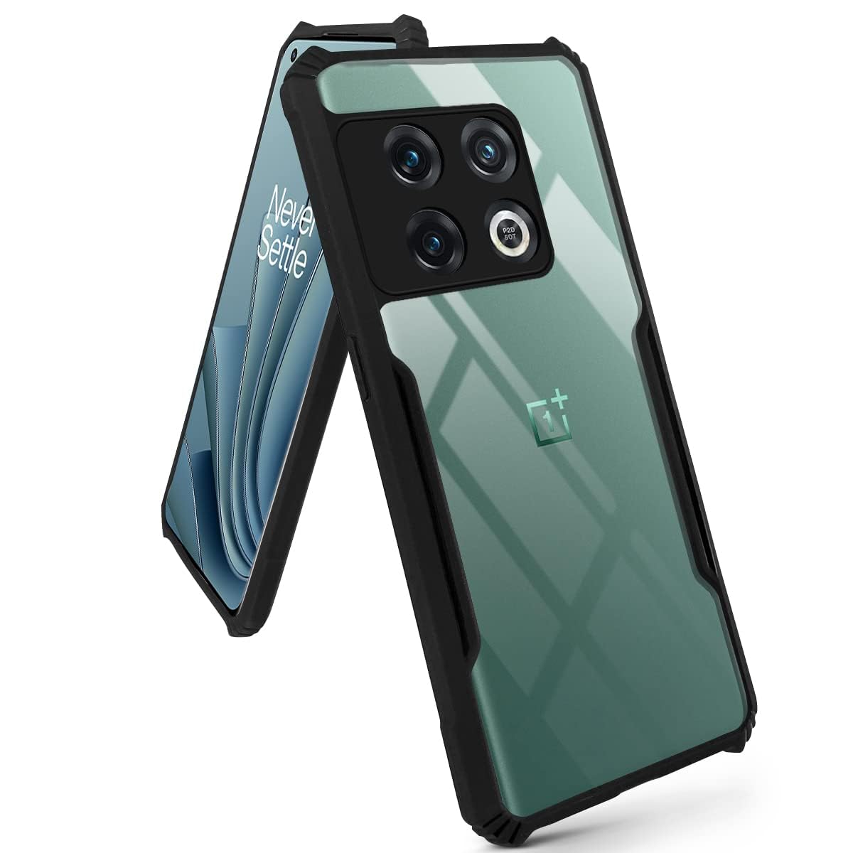 For OnePlus 10 Pro Back Cover Case (Shockproof with Polycarbonate Clear Panel | Professional Black)