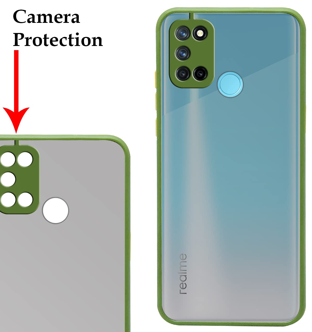 For Realme 7i Back Cover Case ( Shockproof with Polycarbonate Clear Panel | Professional Black)
