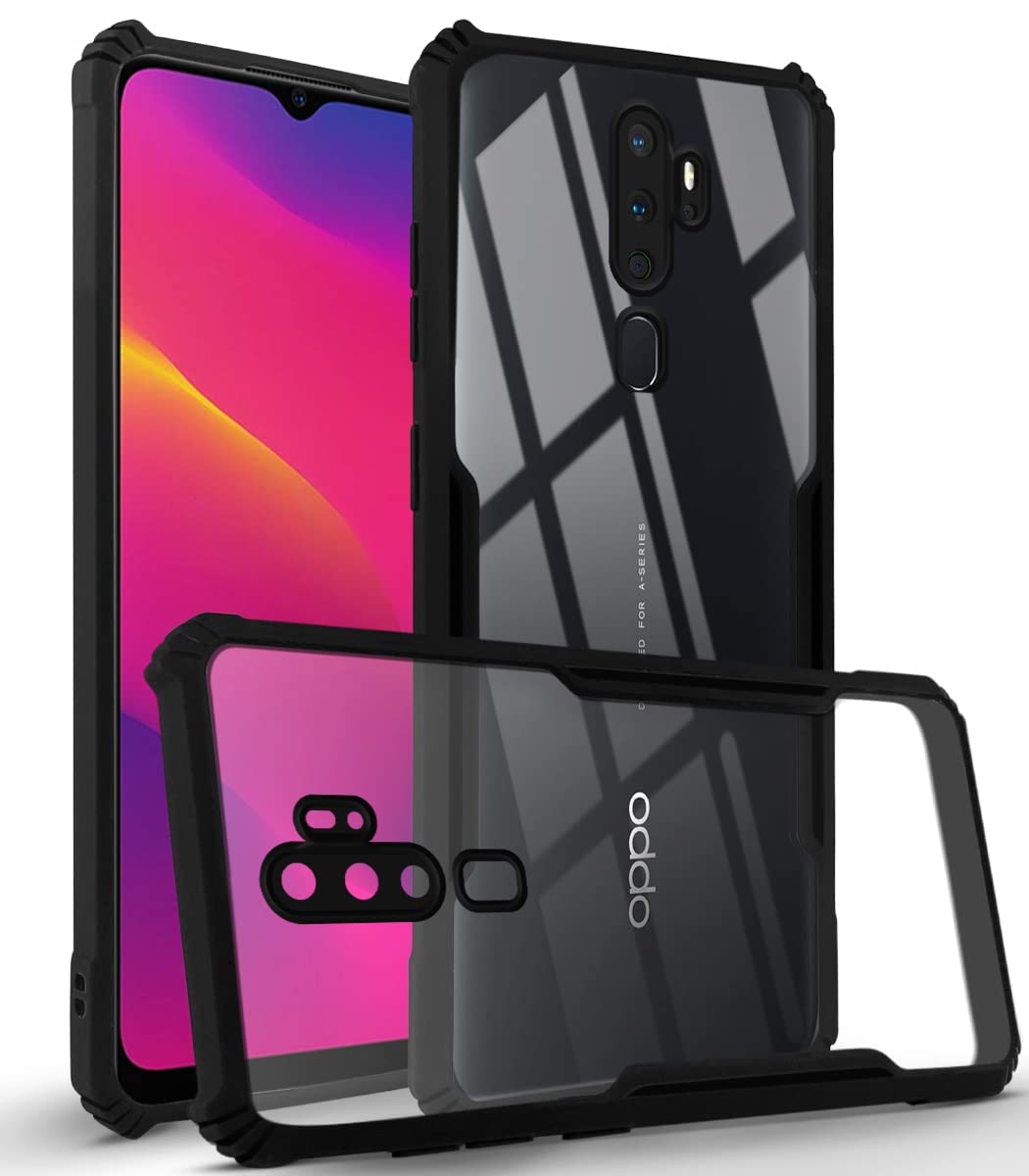 For Oppo A5 (2020) | A9 (2020) Back Cover Case (Crystal Glass Back | Shockproof Bumpers)