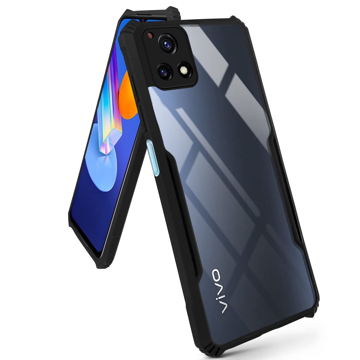 For Vivo Y72 5G Back Cover Case (Shockproof with Polycarbonate Clear Panel)
