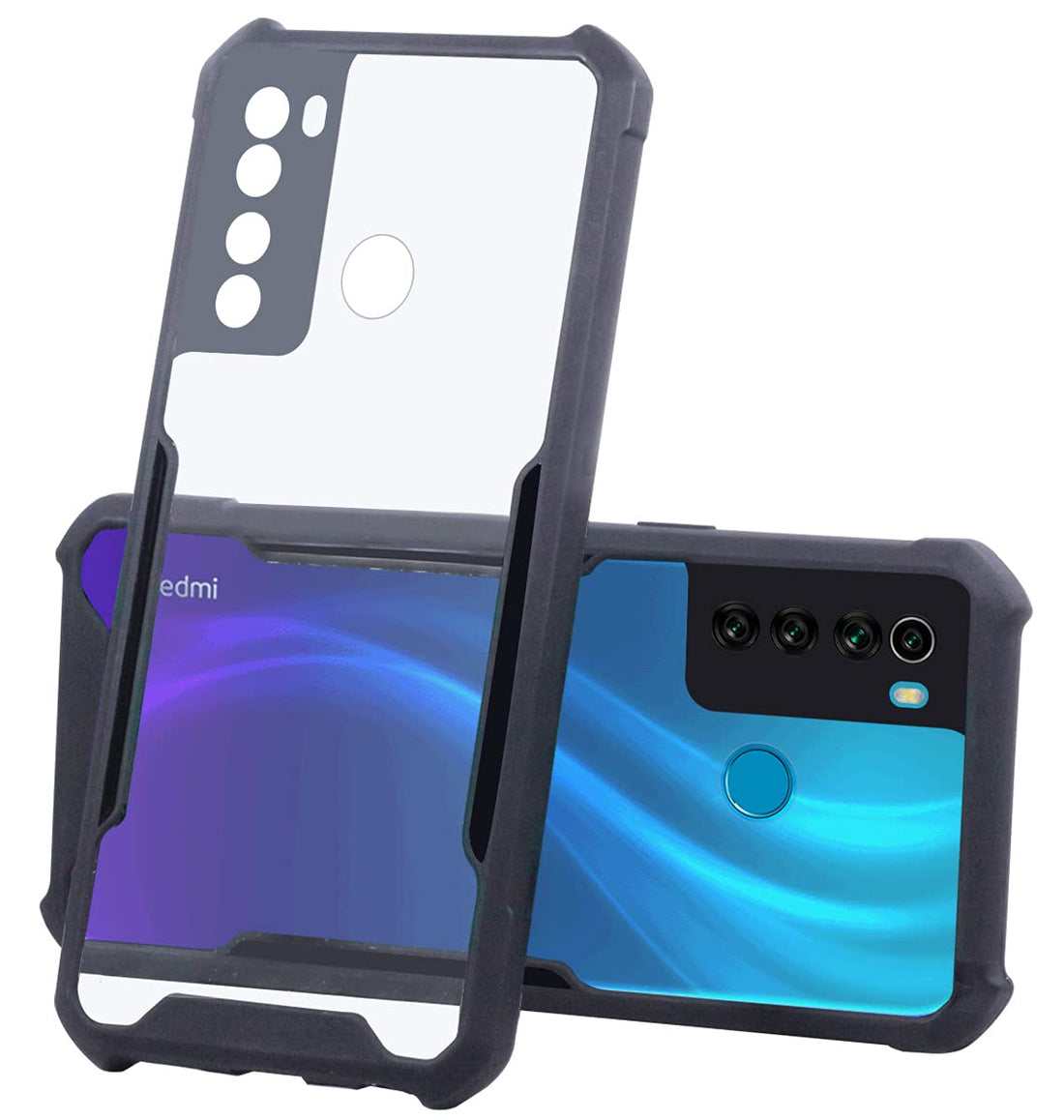 For Xiaomi Mi Redmi Note 8 Back Cover Case(Crystal Glass Back | Camera Protection | Shockproof Bumpers)