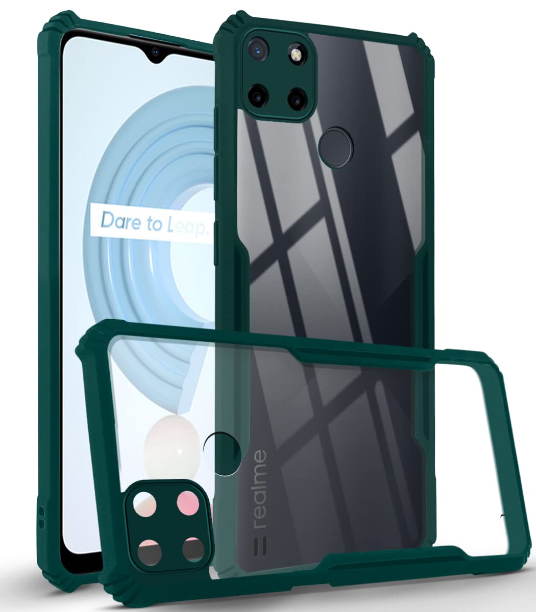 For Realme C25Y | C21Y Back Cover Case (Crystal Glass Back | Camera Protection | Shockproof Bumpers)