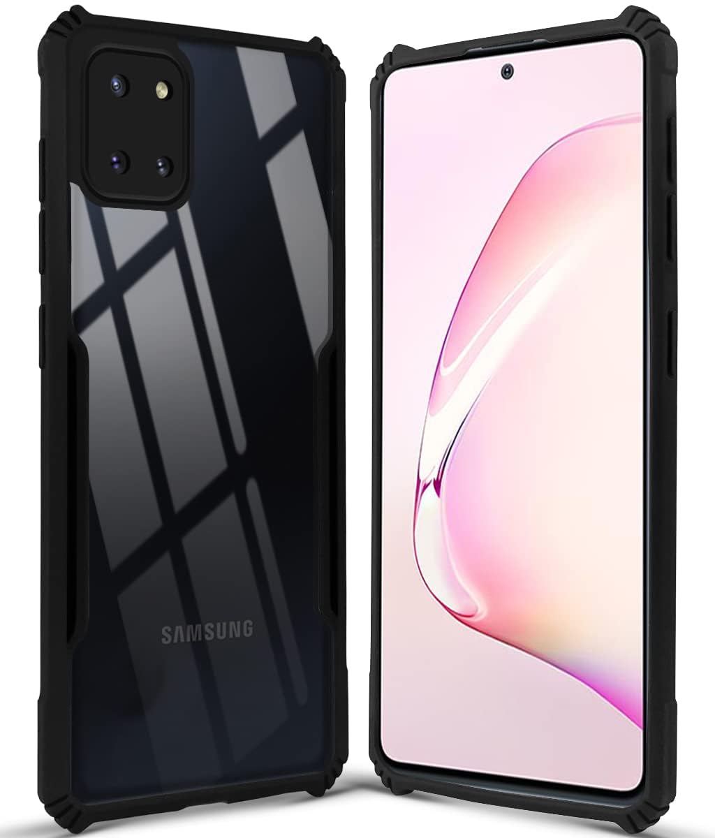 For Samsung Galaxy Note 10 Lite Back Cover Case ( Shockproof with Polycarbonate Clear Panel | Professional Black)